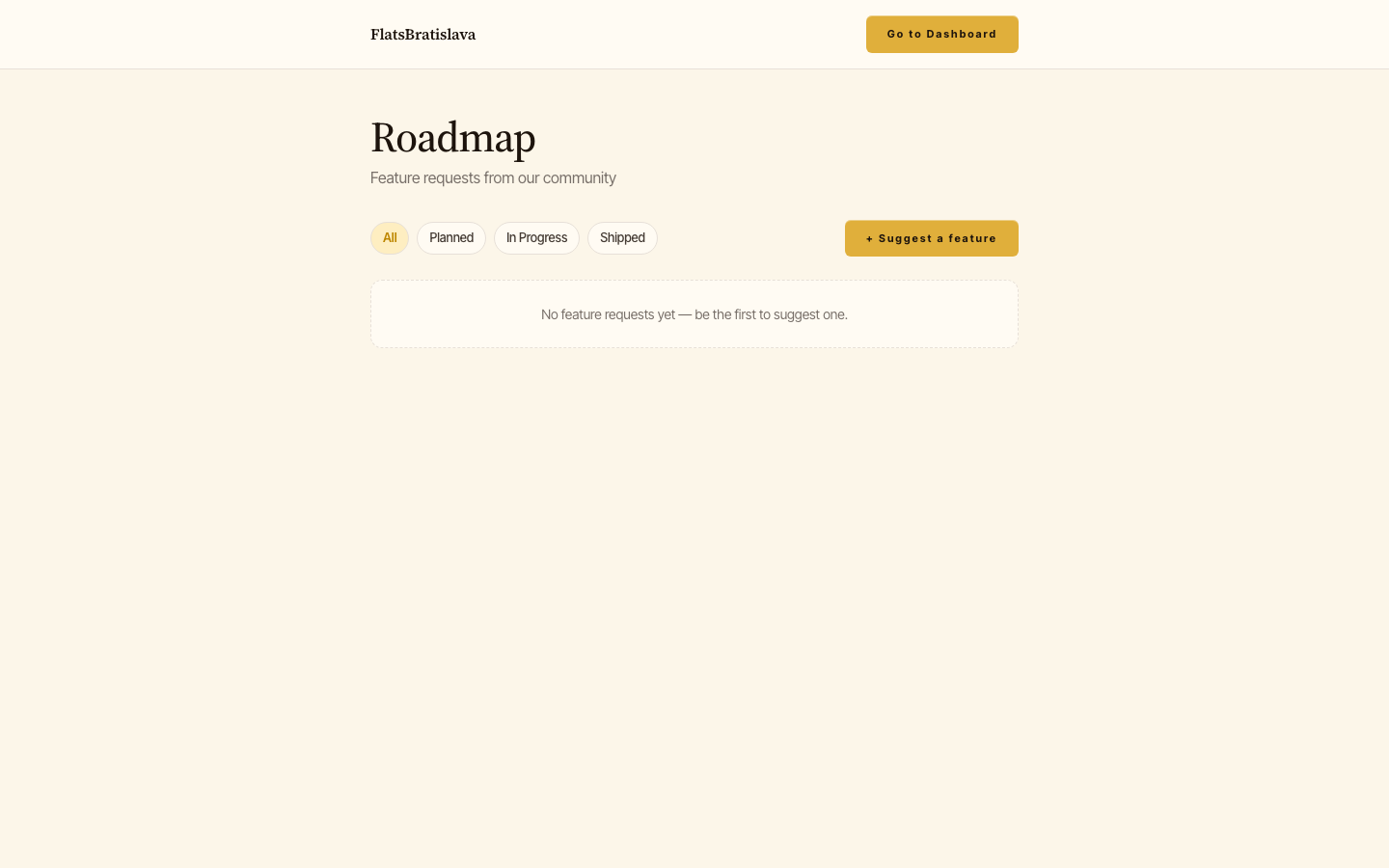 Public /roadmap page — shipped recently + in progress + queued